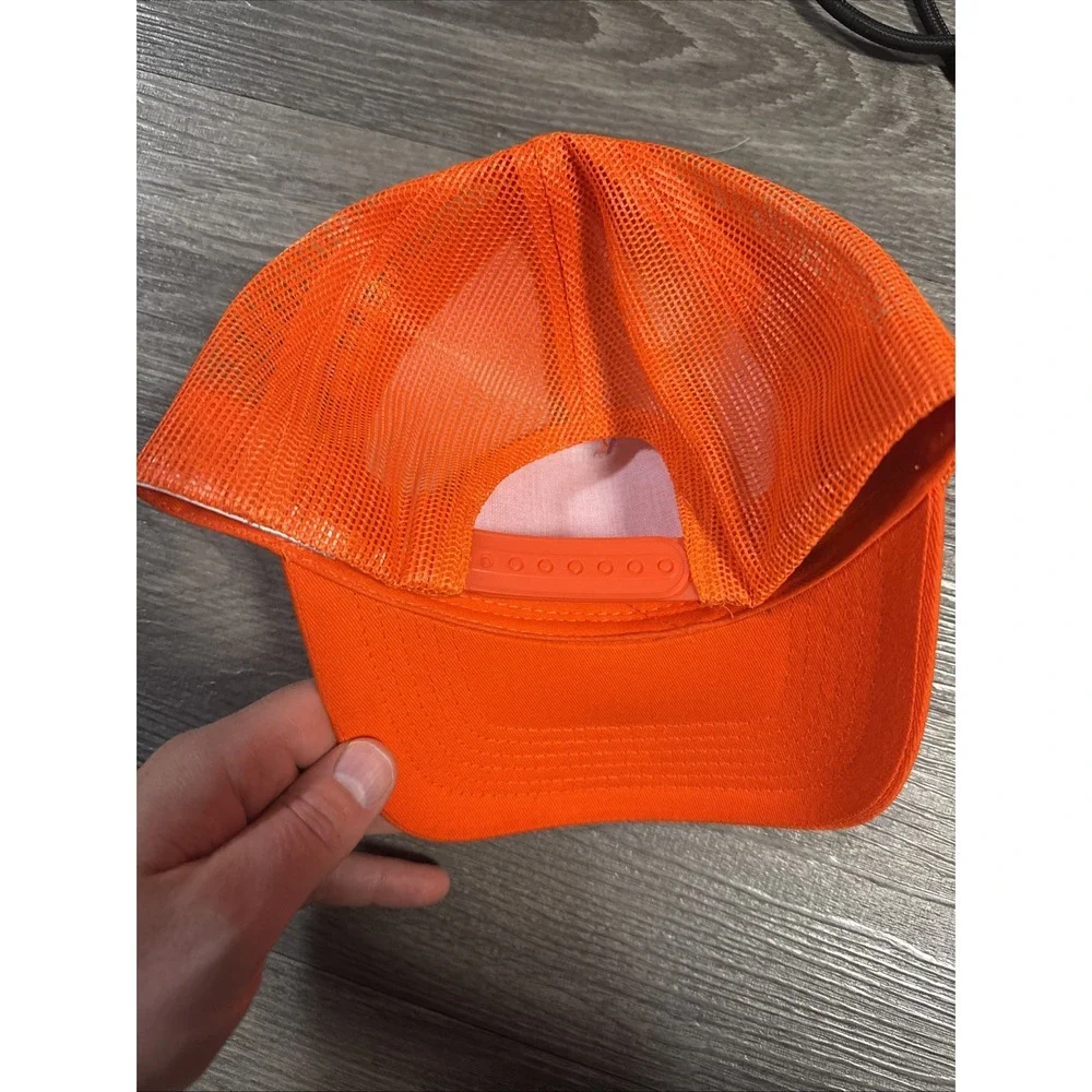 Bass Pro Shops Fish Logo Trucker Hat Cap, Adjustable Orange Green Mesh